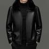 Leather Jacket, Men's Fur Integrated Jacket, Winter Plush Thickening, Middle-aged Detachable Fur Collar, Father's Men's Lapel Jacket