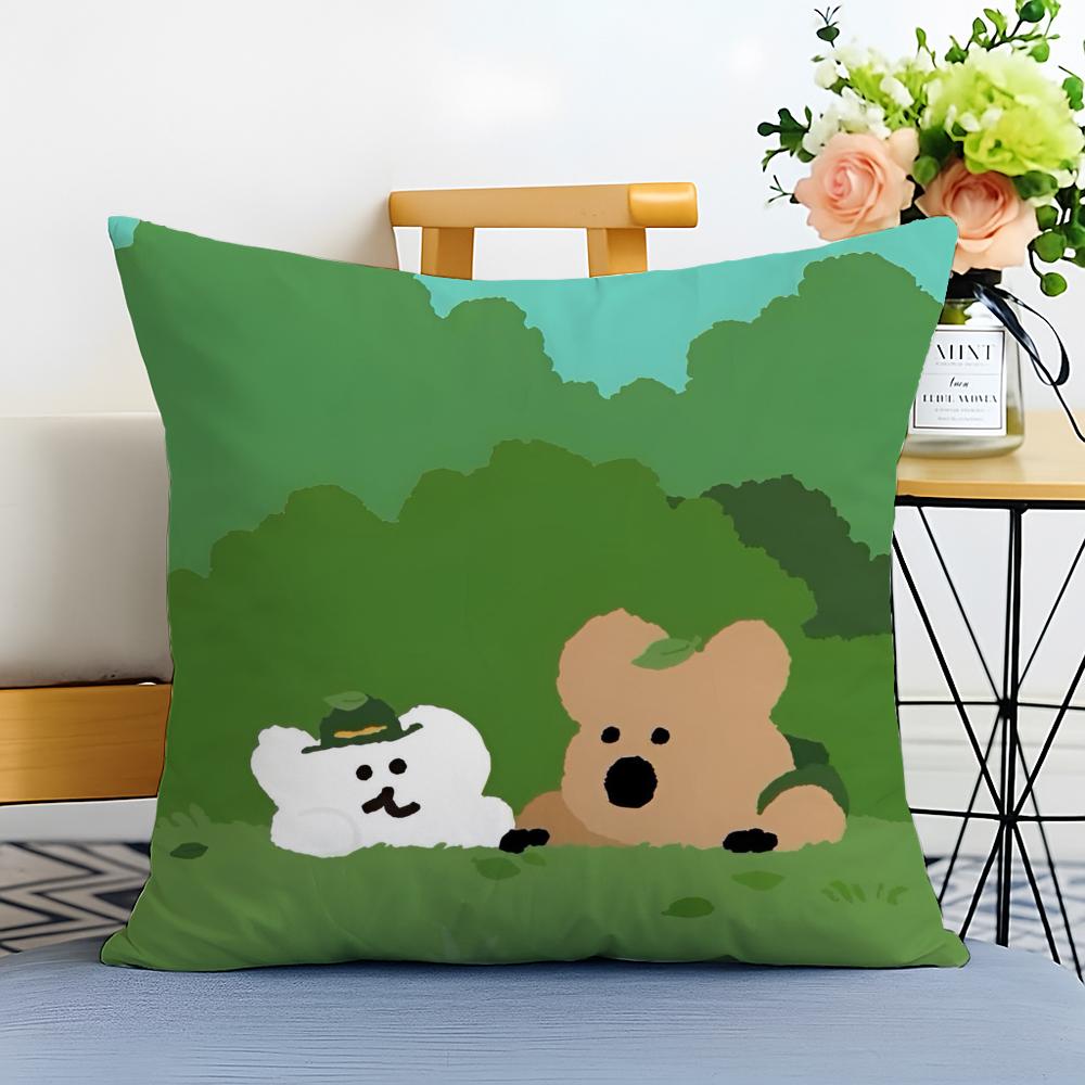 Korean Stationery DDinotaeng Cushion Cover Washable Linen Comfort Soft  for Sofa Bed Cozy Home Room Decor