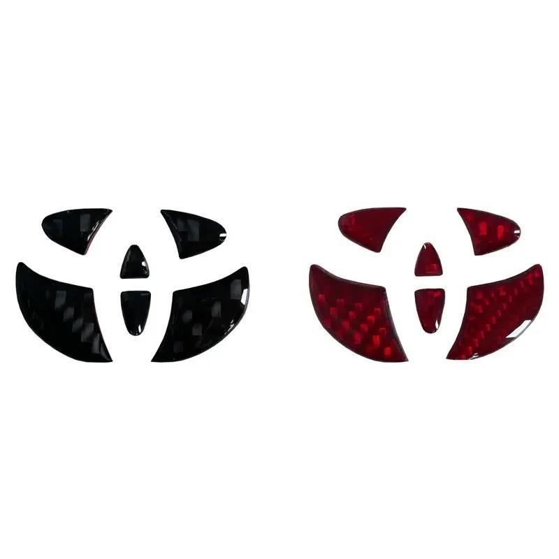 Carbon Fiber Car Steering Wheel Emblem Badge Sticker For Toyota RAV4 Hilux Aygo Yaris Ractis Corolla Camry CHR Auris Tacoma