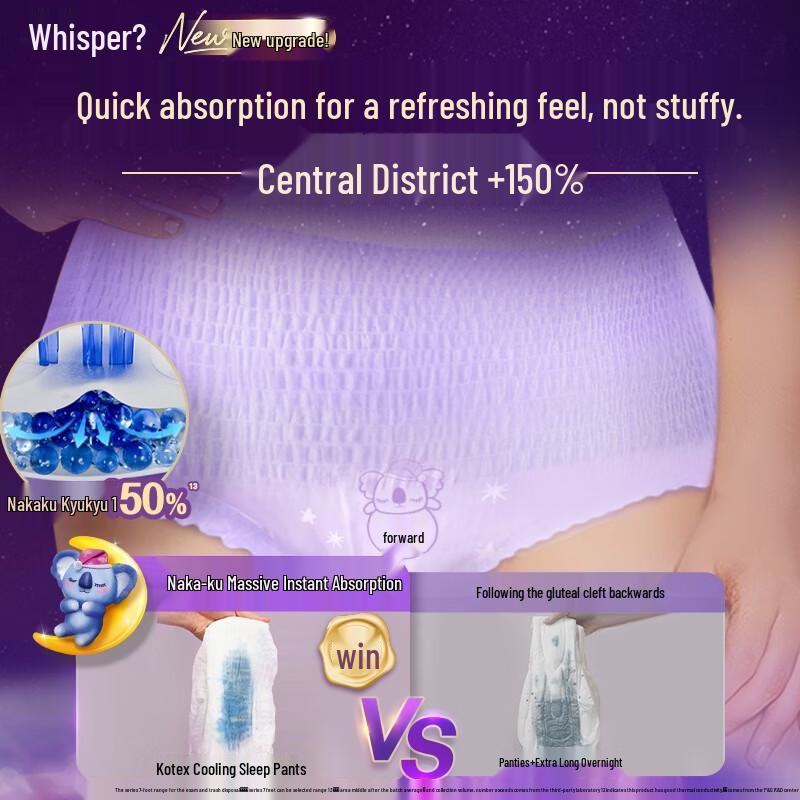 Whisper Koala Cooling Overnight Panty-Style Pads