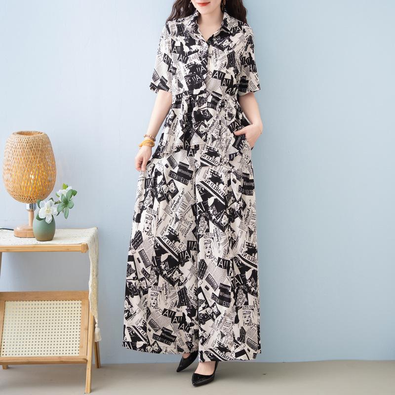 

Модный летний костюм-двойка для похудения: юбка и брюки для стильных женщин среднего и пожилого возраста XL (100-120 lbs)