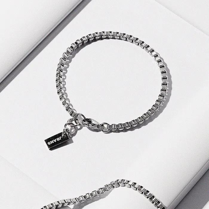 3-Line Cube Slim Layered Chain Bracelet (C2503AC1285_SV)