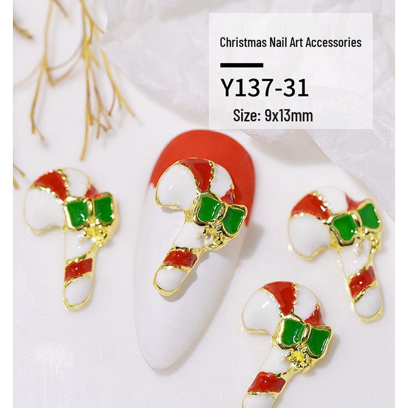 Christmas Alloy Nail Art Decor: Cartoon Santa, Bells, Reindeer, Snowflakes & Rhinestone Accessories