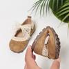 Kinder Weiche Sohle Leder Kleinkindschuhe Schnürband Schleife Verziert zum Hineinschlüpfen Ballerinas Bequem Flexible Sohle Schuhe für Mädchen