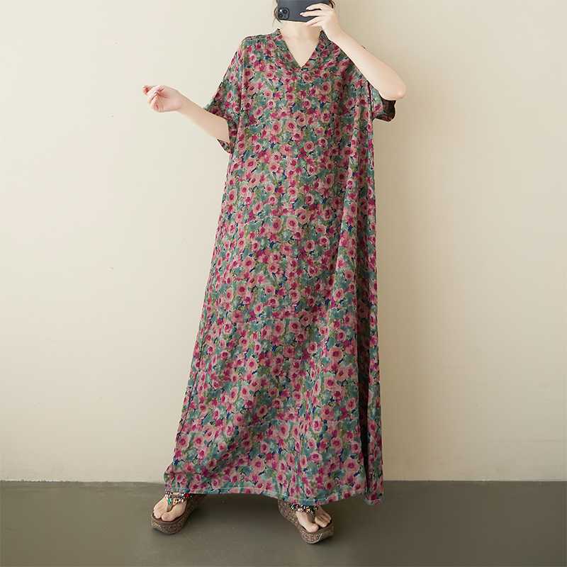 

Платье для отдыха, Женское свободное платье с короткими рукавами One size