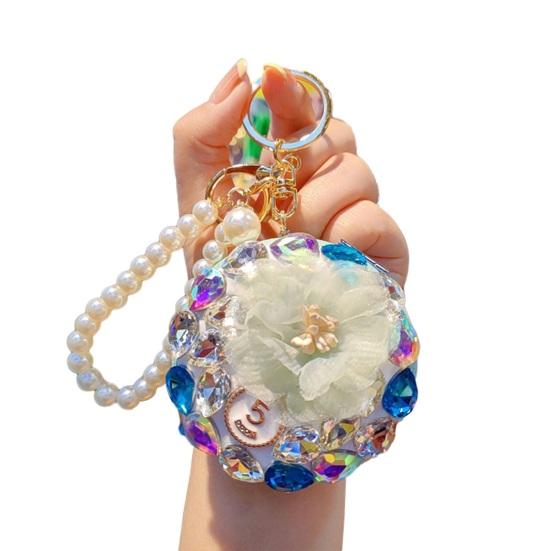 Женский Складной Зеркальный Брелок Портативное Зеркало для Макияжа Подвеска Стразы Искусственный Жемчуг Двустороннее Зеркало Брелок для Сумки для Макияжа на Ходу 4