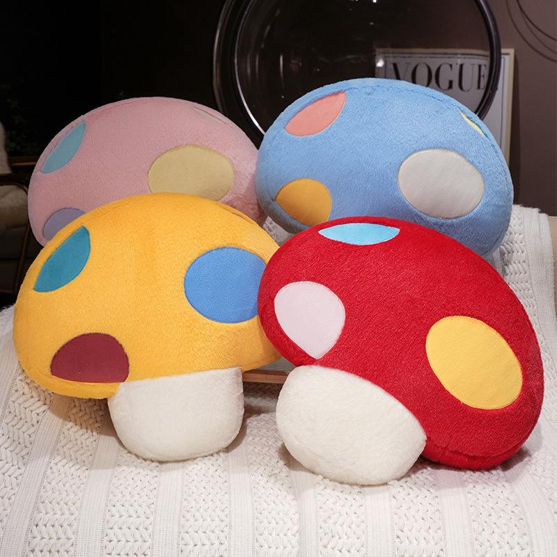 Cartoon Colorful Mushroom Throw Pillow Plush Toy Doll Small Mushroom Doll Home Pillow Girl Soothing Doll