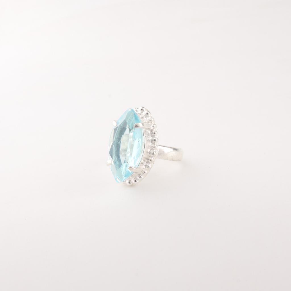 Sky Blue Topaz Gemstone 925 Sterling Silver Jewelry Handmade Unique Ring For Her RR-64-12