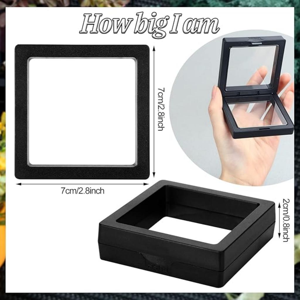 10Pcs Floating Display Case Jewelry Storage Box Holder Stands Transparent Frame Gift Box Dustproof Stackable Coin Medals