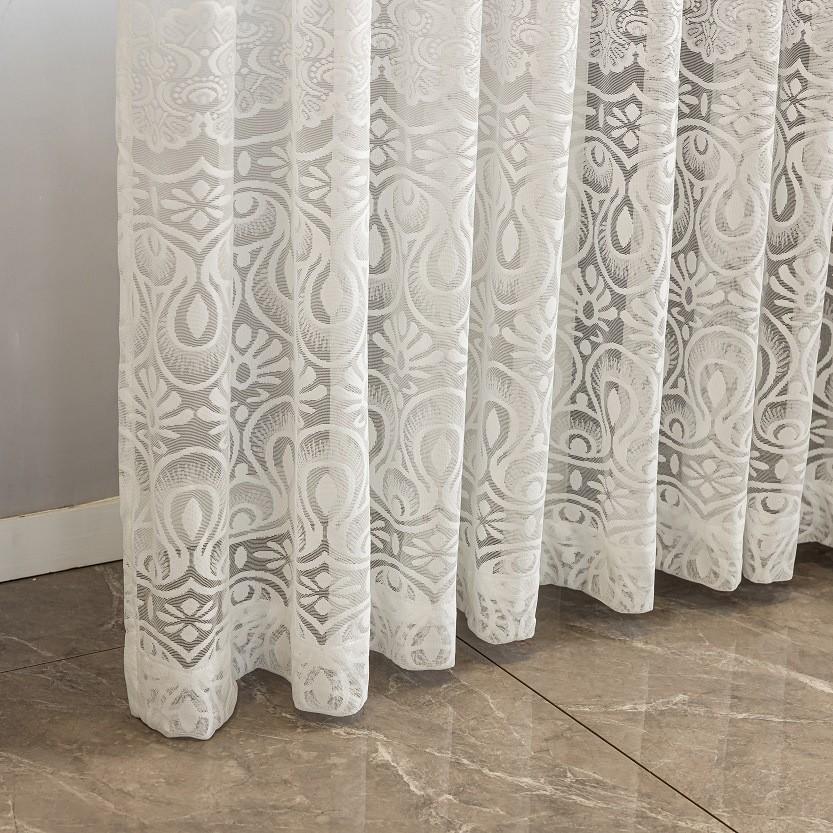Tenda a Pannello in Pizzo Jacquard Europeo Trasparente: Traspirante, Facile da Pulire, Pronto per l'Asta, Perfetto per Soggiorno e Camera da Letto.