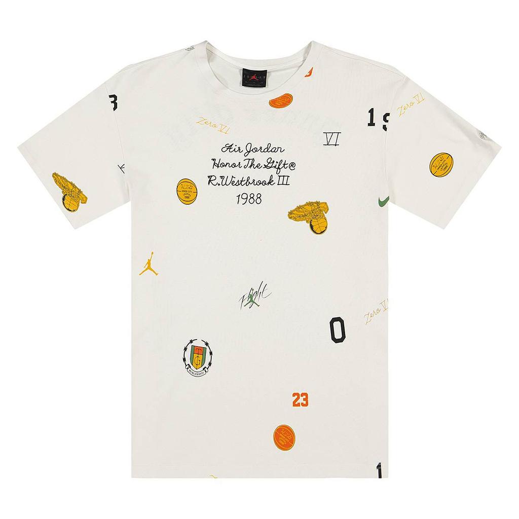 Jordan X HTG 23SS Collaborative Basketball Print Short Sleeve T-shirt Men Tops White DX6245-030