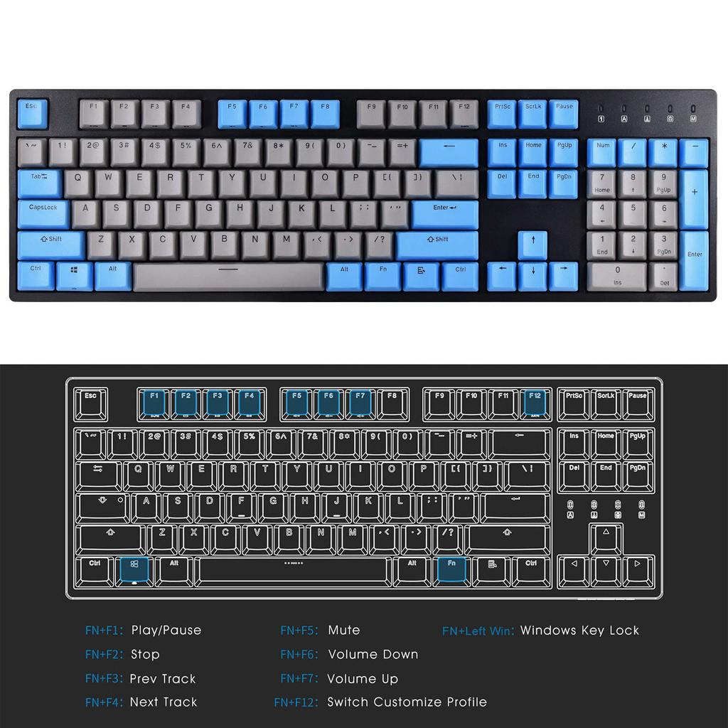 DURGOD Gaming Keyboard Palm Axis 104 Keys High Sensitivity Wired Connection Mechanical Keyboard Anti-Collision Type-C