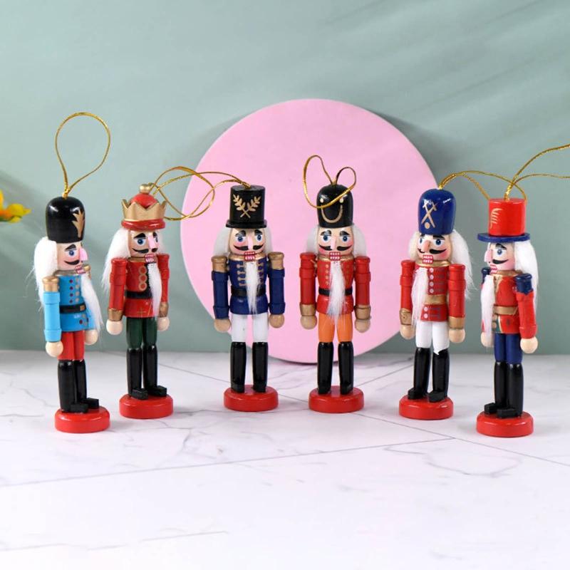 Nutcrackers Hanging Ornament Figures Christmas Mini Wooden King Soldier Puppet