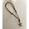 Adjustable Leather Rope Star Pendant Necklace for Women Vintage Ethnic Style Boho Necklace Harajuku Jewelry Accessories