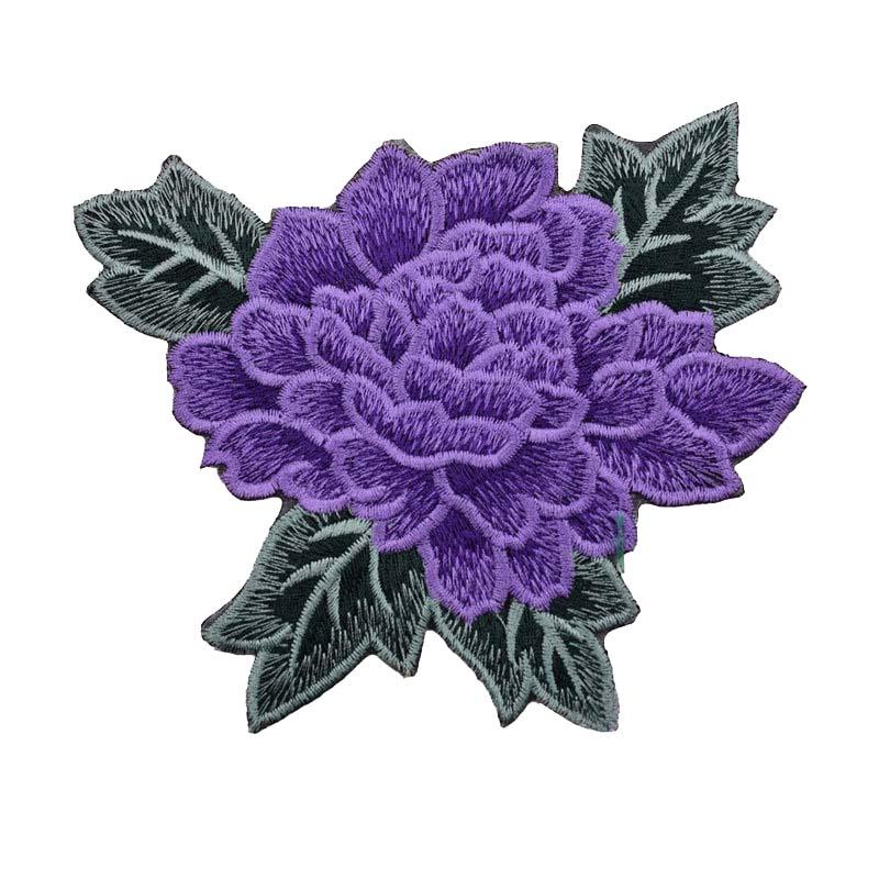 Fashion Show Costume Decorative Peony Patch Flower Motif Embroidery Diy Bag Hat Textile Iron-on Badge Sticker Accessories Patch