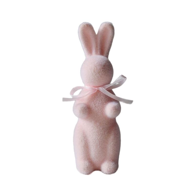 

Holiday Decoration Soft Touching Bunnies Figurines Color Option Rabbit Ornament for Home and Party Table Decoration 1PC