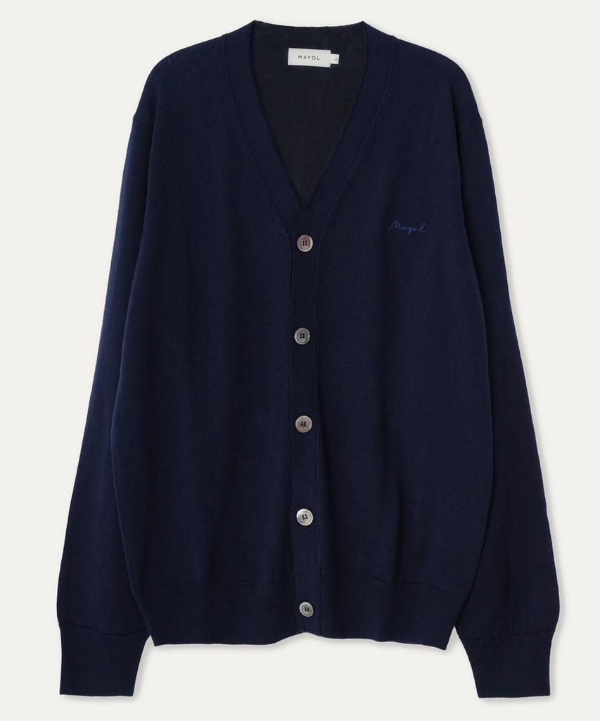 Mayol Lettering Embroidered Cardigan_Navy