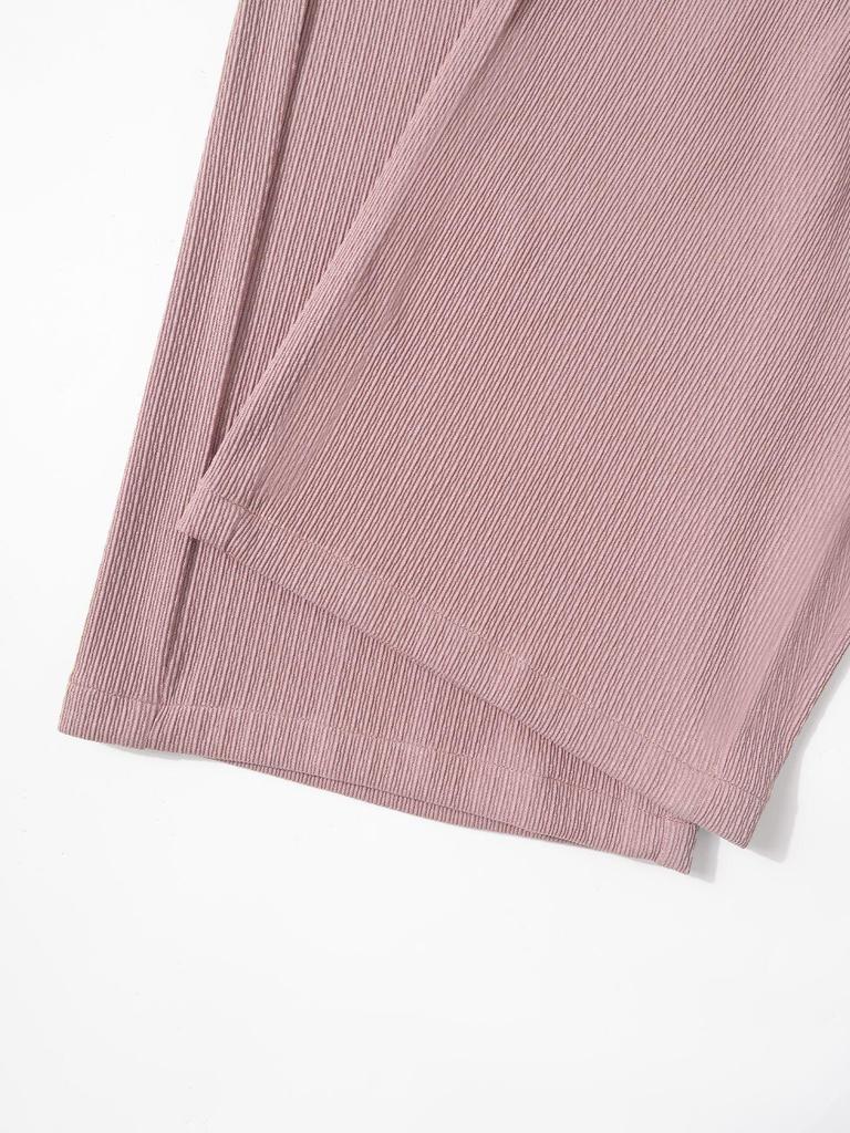 High-Waisted European and American Style Solid Color Drawstring Pants - Fashionably Casual, Comfortable Straight-Leg for Daily Wear