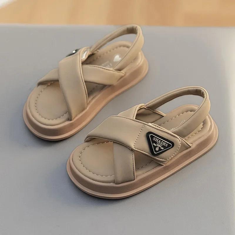 

Zapatos Niña Children Shoe Summer Beach Sandals 2024 Korean Edition Girls Roman Sandal Kid Sandles Breathable Kid Shoe for Girl 23insole14.7cm хаки