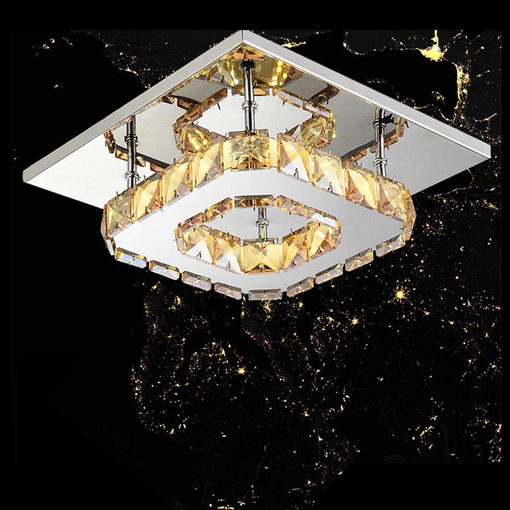 Elegant Square Crystal Led Ceiling Light Modern Minimalist Design For Living Room