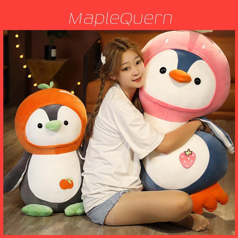 Cute Fruit Penguin Plush Toy Animal Zoo Couple Penguin Doll Baby Sleep Soothing Rag Doll 25cm 40cm 70cm 90cm