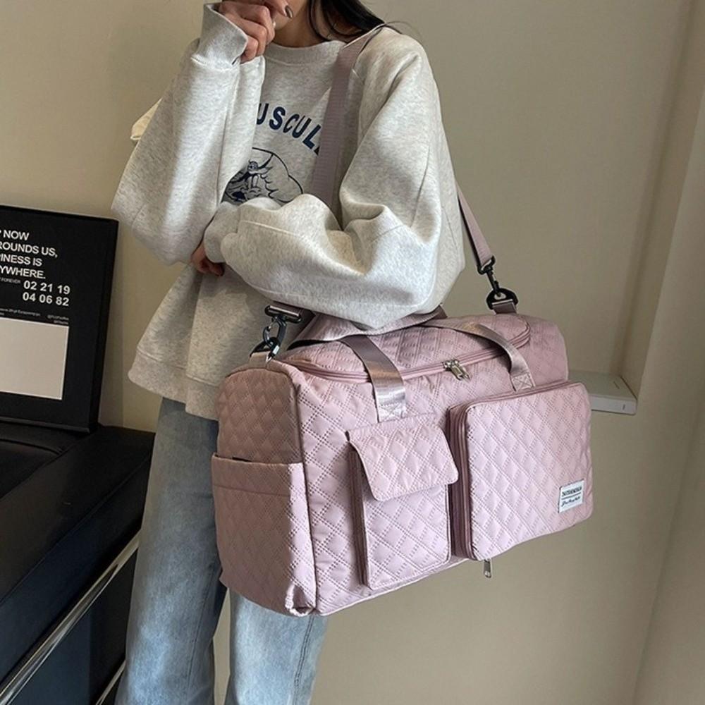 Solid Color Luggage Bag Oxford Travel Handbag Portable Sports Tote Bag Ladies