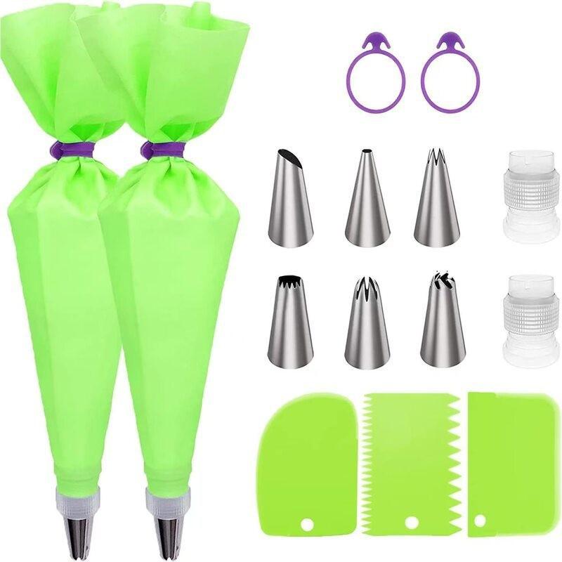 15-Piece Stainless Steel Icing Nozzle Set with Cake Icing Bag