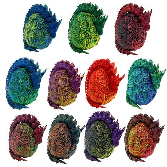 3D Printed Rose Dragon Articulated Dragon with Egg Flexible Rose Dragon