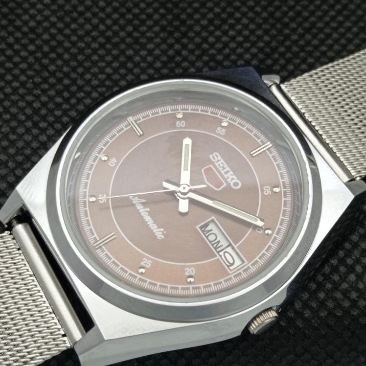 REFURBISHED VINTAGE SEIKO 5 AUTO 6309A JAPAN MENS D/D BROWN WATCH 593c-a314867-2
