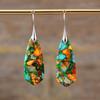 Luxury New Bohemian Emperor Stone Shield Pendant Earrings European and American Popular Natural Stone Jewelry
