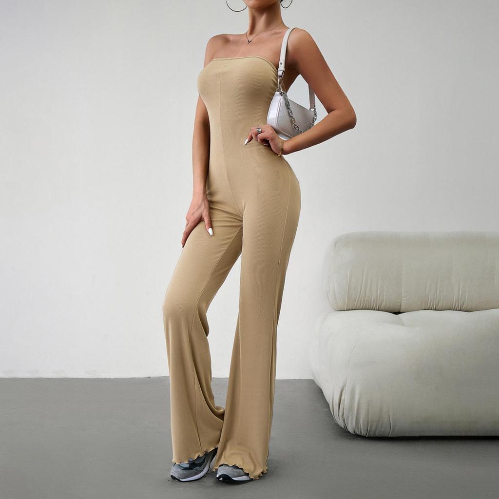 Dámské podzimní zimní elegantní kombinéza slim fit sexy podprsenka bez ramínek Jednobarevný overal bez zad