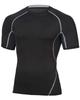 Sportia Compression Sports Round Short Size L Men's Shirt, Neck, Sleeve, Black,