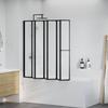 Shower Screen Black 168 X 140 Cm Aluminium