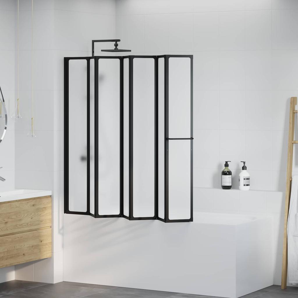 Shower Screen Black 168 X 140 Cm Aluminium