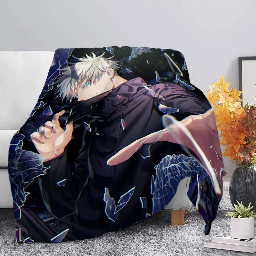 Anime Jujutsu Kaisen  Printed Picnic Blankets Warm Blanket Gojo Satoru Soft and Comfortable Blanket Home Travel Birthday Gift