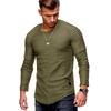 Men's Slim Round Neck Long Sleeve T-shirt Arms Folded Personality Casual Base Shirt T-shirt
