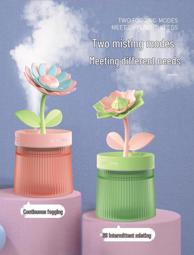 Portable USB Flower Air Humidifier: Low Noise, Small Spray for Home, Bedroom, Desktop, or Car