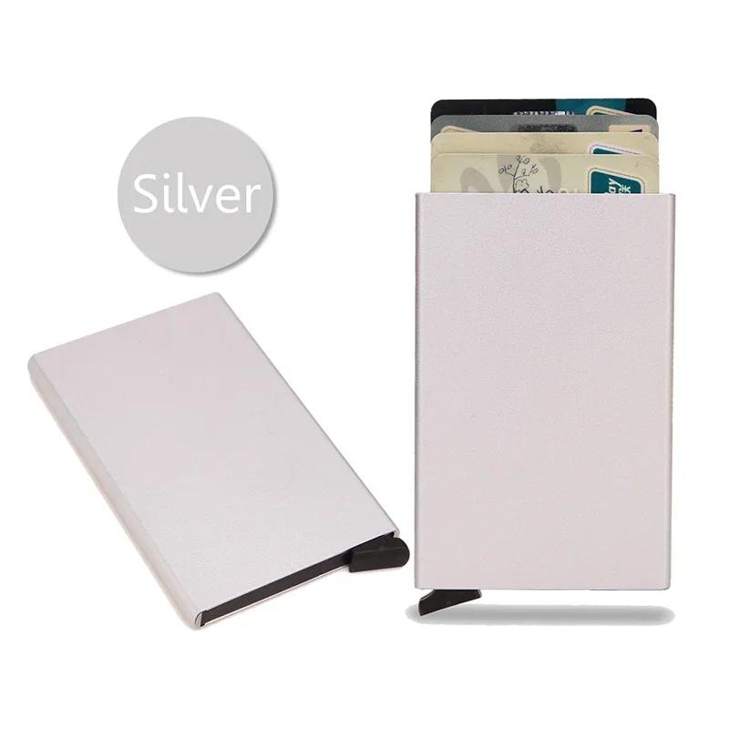 Portafoglio RFID Smart, porta carte, sottile, in metallo, per uomo e donna, con apertura a scomparsa, minimalista, piccolo, nero, per uomo.