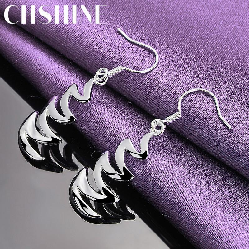 925 Sterling Silber Welle Muster Ohrringe Für Frauen Mode Charm Schmuck