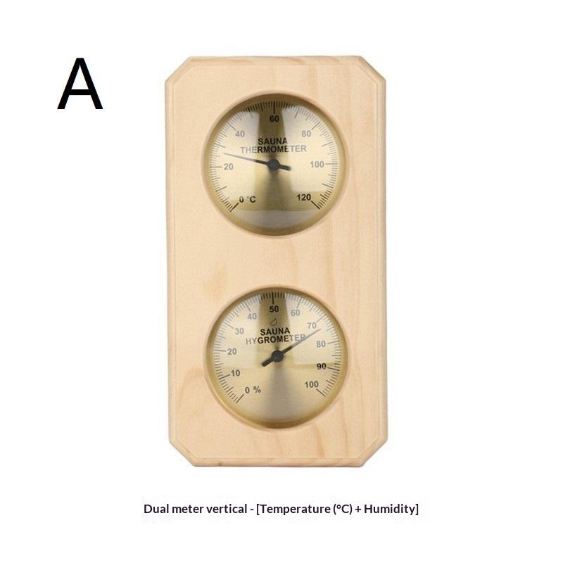 Dual Temperature And Humidity Meter Wall Mounted 2 In 1 Wooden Sauna Thermometer Hygrometer For Hotel Sauna Room