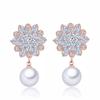 Bridal Earrings, Pearl Zircon Stud Jewelry
