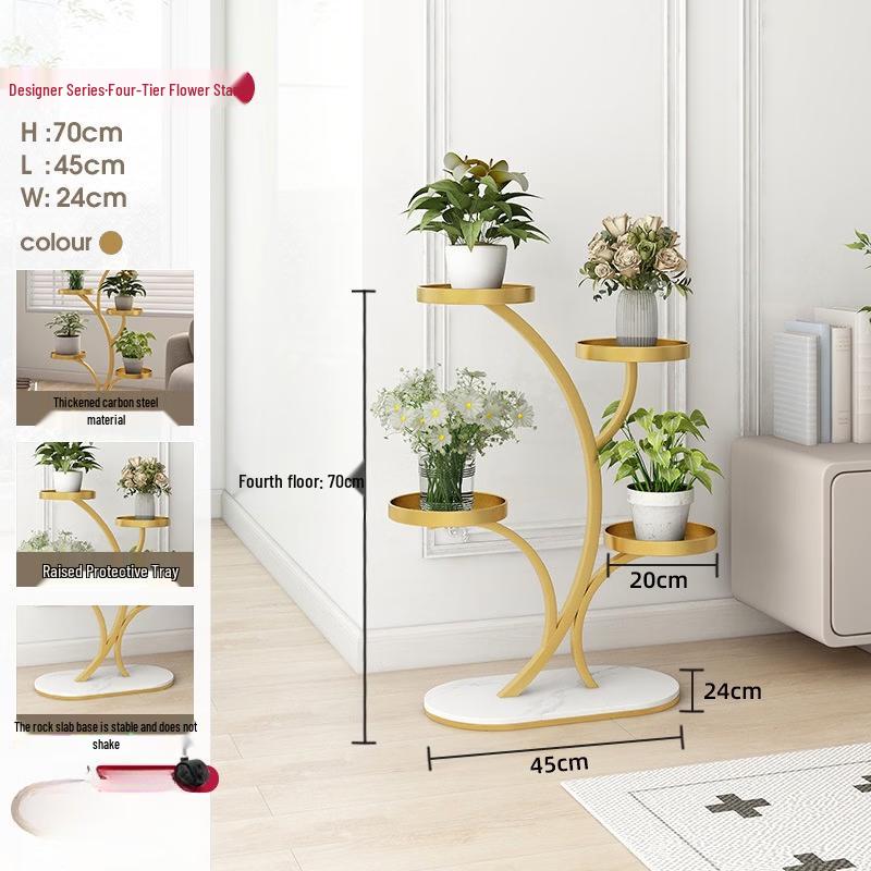 Fortune Tree Four-Tier Mobile Metal Flower Stand