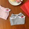 Summer Thin Pet Stripe Tank Top Teddy Cat Cute Cherry Bears Schnauzer Small Dog Clothes Summer Dog Vest Puppy Clothes