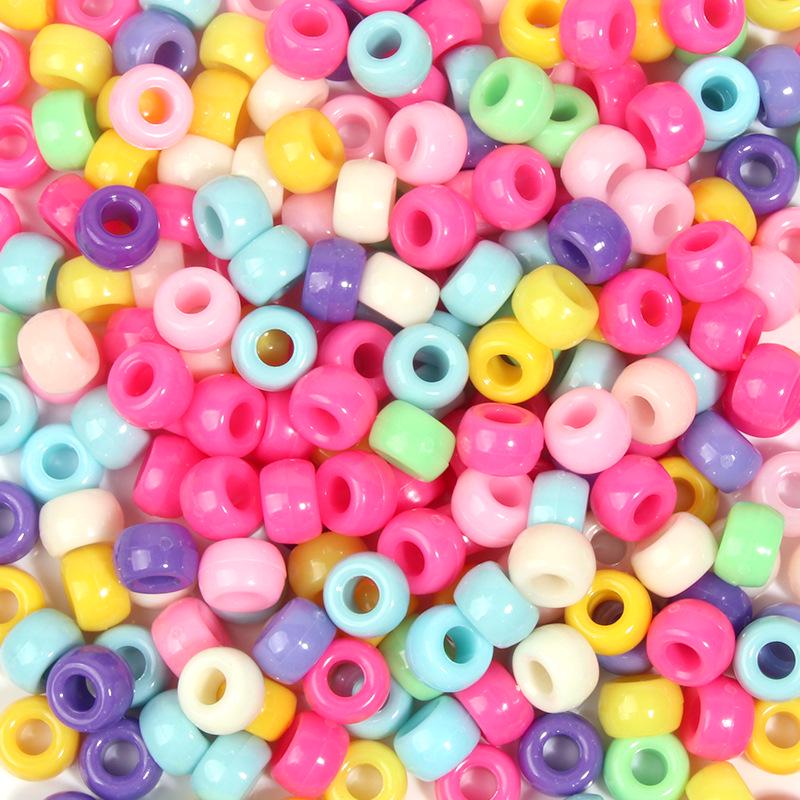 

100 шт. прозрачных матовых бусин-бочонков с большим отверстием - цветные луковые пудровые пластиковые бусины-пони для дредов и париков 100 pcs/pack