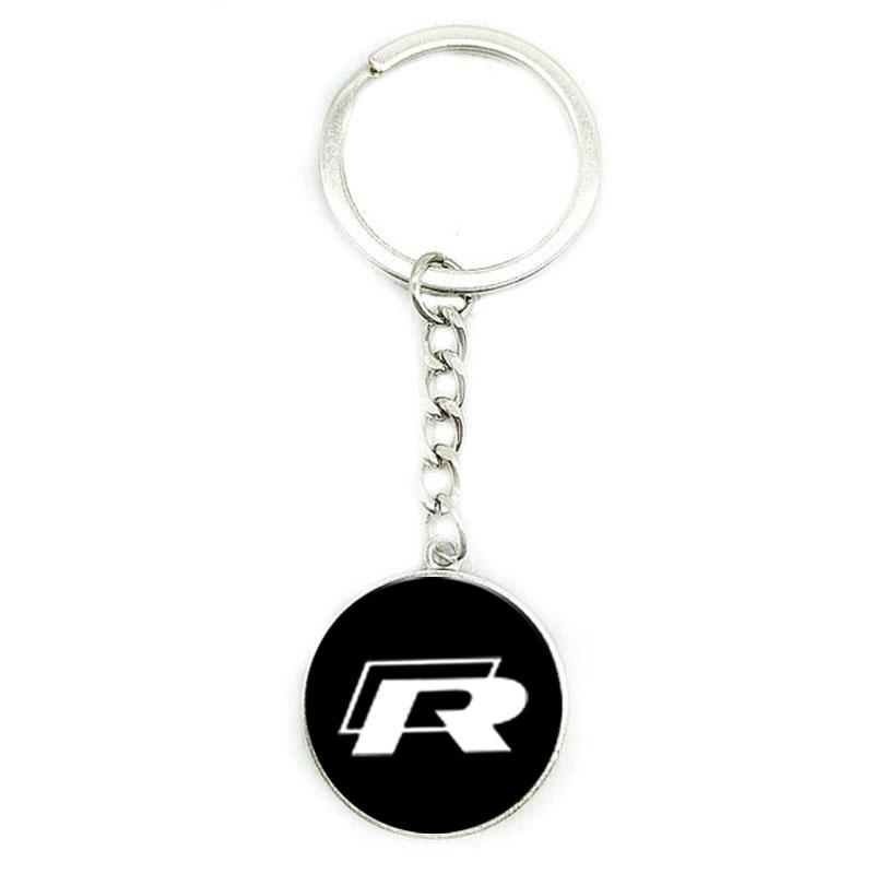 Alloy Car Emblem Keychain Holder Key Ring Pendant for Volkswagen VW Rline GTI Polo Golf Passat Tiguan Arteon Sharan Scirocco B6 Qx0