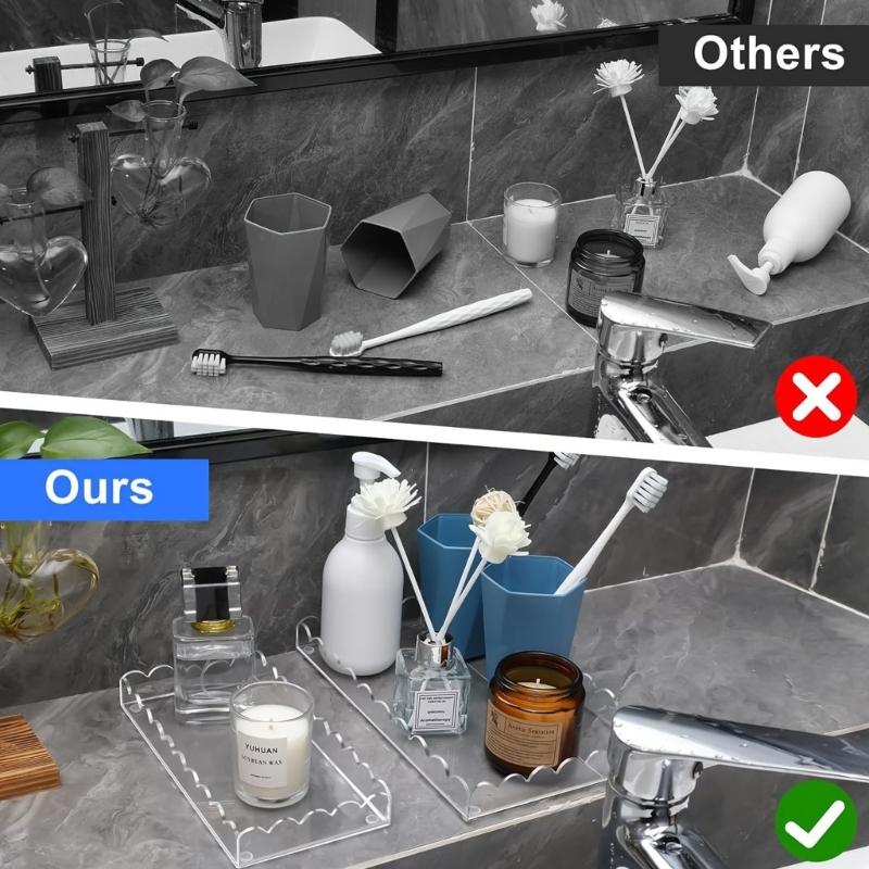 Wellen-Design Acryl Badezimmer-Organizer Tablett Wasserdichte Aufbewahrung für Arbeitsplatten-Zubehör