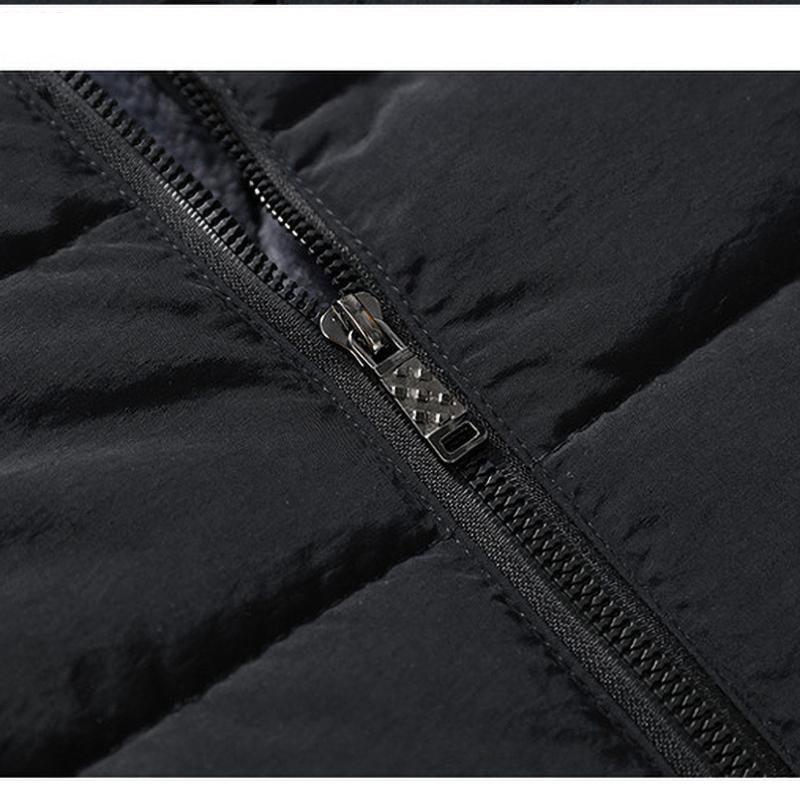 Jacket Men's Thickened Parkas Stand Collar Jacket Men's Coat Winter Warm Thick Zipper Coat Padded Overcoat Men