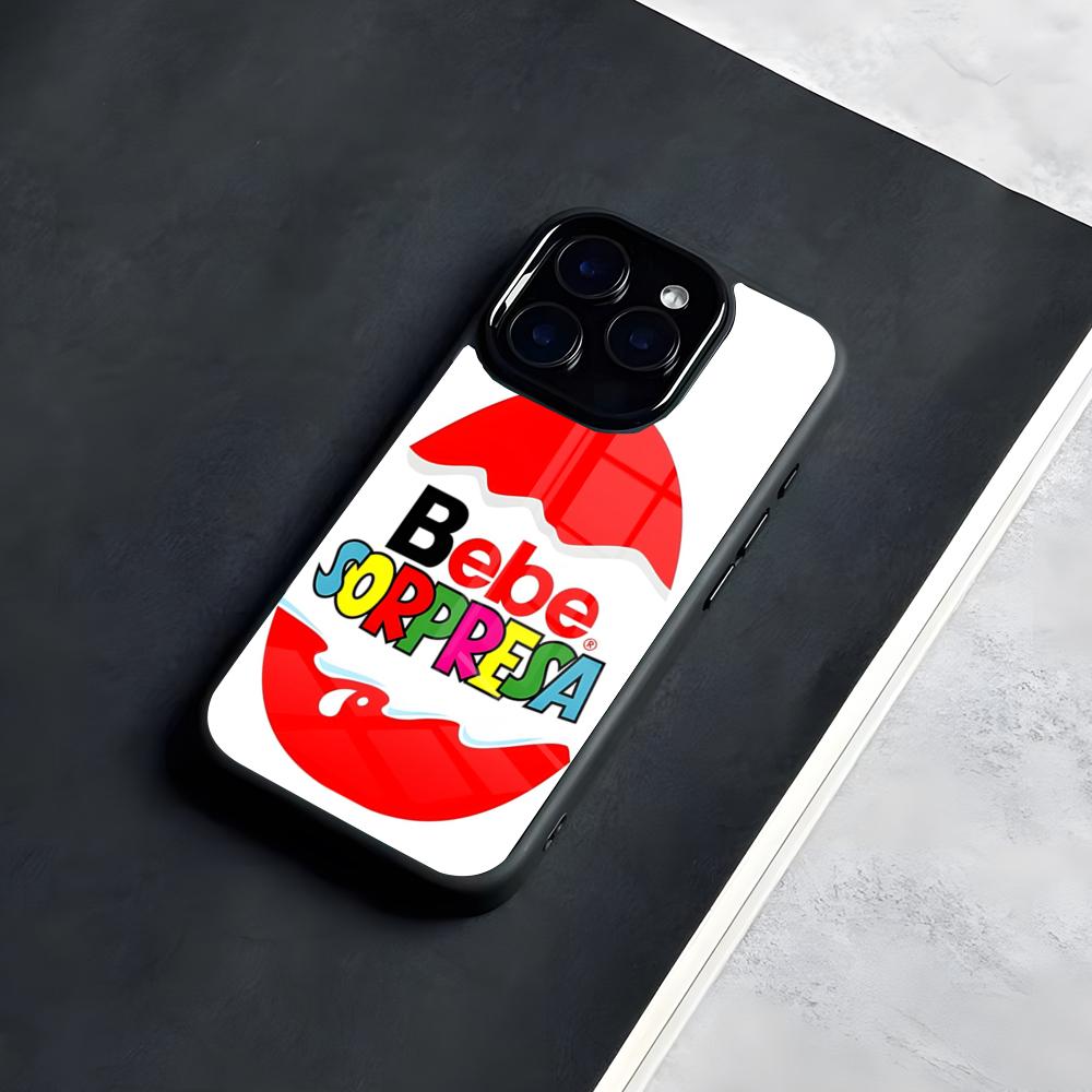 Trolly Egg K-KINDER JOY Surprise Phone Case For IPhone 17 Pro Max 16 15 14 13 11 Pro Max Plus Glass Phone Case