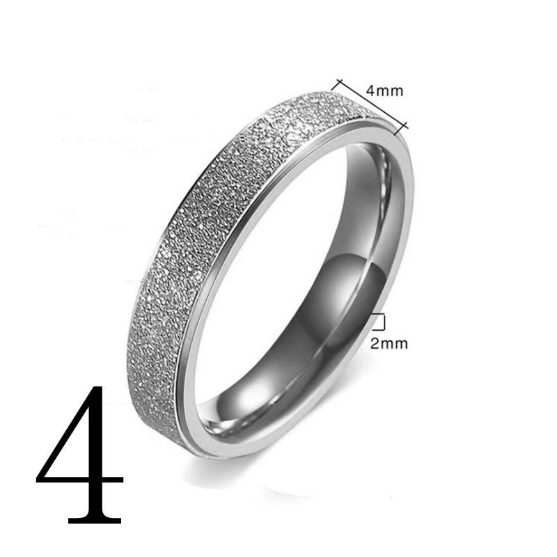 Titanium Steel Jewelry 4mm Frosted Micro Inlaid Diamond Ring Fashionable High-end Stainless Steel Ring Set of Four