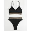 Black Bikini Set Sexy Swimsuit Women Bandage Padded Swimwear Female Bathers High Waist Bathing Swimming Swim Suit Beachwear